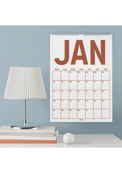 2025 Aylık Planlayıcı Duvar Takvimi, 33X48 Cm, A4, Spiralli Takvim, Minimalist, Boho Toprak Renkleri