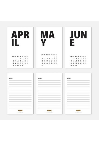 2026 Masa Takvimi Ingilizce - Kırmızı Beyaz modelleri