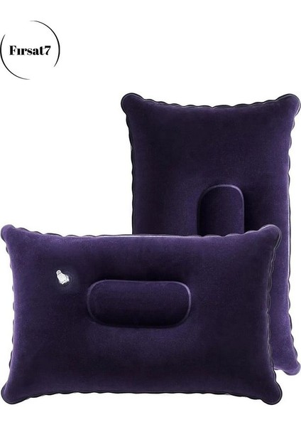 Kadife Kaplı Şişme Yastık Küçük Kamp Yastığı Seyahat Yastığı 1 Adet Şişme Yastık Kadife Kaplamalı
