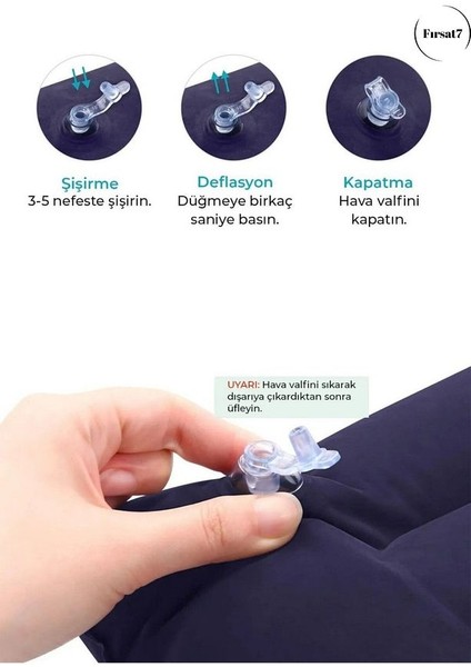 Kadife Kaplı Şişme Yastık Küçük Kamp Yastığı Seyahat Yastığı 1 Adet Şişme Yastık Kadife Kaplamalı modelleri