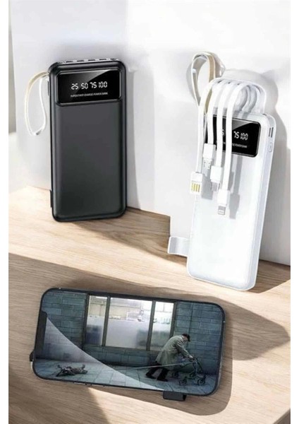 Buğz 20.000 Mah LED Işıklı LCD Ekran USB Girişli Type-C Lightning Powerbank