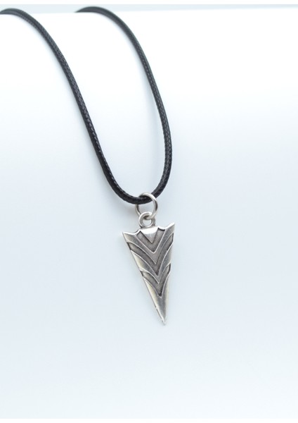 Ok ucu Gümüş Kaplama Deri İp Kolye