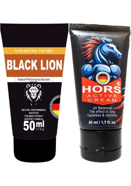 Black Lion Booster 50 ml + Hors Active Cream 50 ml / Erkeklere Özel Katılaştırıcı Krem Seti