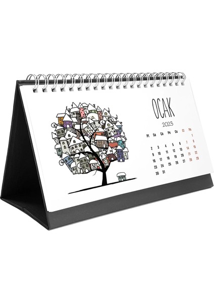 Dört Mevsim Ağaç Takvimi, 2026 Masa Takvimi, Ilkbahar Yaz Sonbahar Kış Ağaç Resimli Takvim