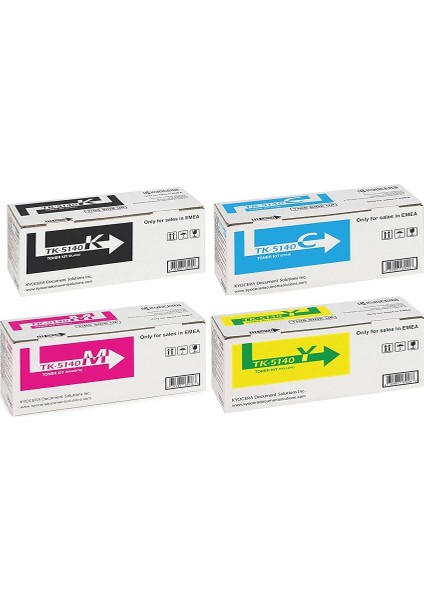 Kyocera Ecosys P6130CDN TK-5140 Chipli 4 Renk Ithal Muadil Toner Seti - Siyah 7.000 Sayfa / Renkliler 5.000 Sayfa