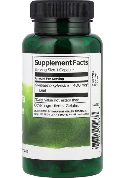 Full Spectrum Gymnema Sylvestre Leaf – 100 Kapsül (400 Mg) fiyatları