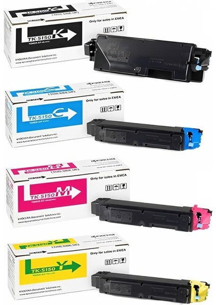 Kyocera Ecosys M6035CIDN TK-5150 Chipli 4 Renk Ithal Muadil Toner Seti - Siyah 12.000 Sayfa / Renkliler 10.000 Sayfa