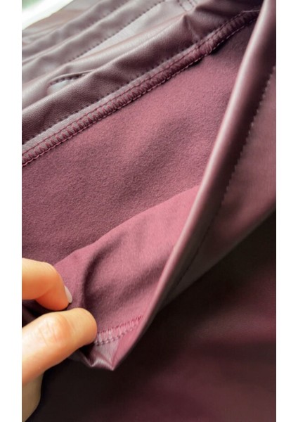 Bordo Deri Pantolon modelleri