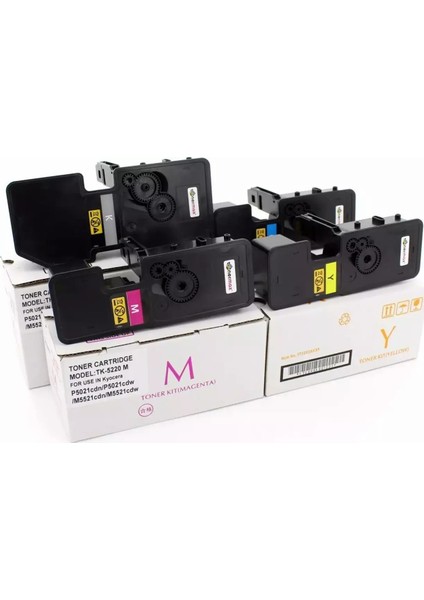 Kyocera Ecosys P5021CDN TK-5220 Chipli 4 Renk Ithal Muadil Toner Seti - Siyah 1.200 Sayfa / Renkliler 1.200 Sayfa