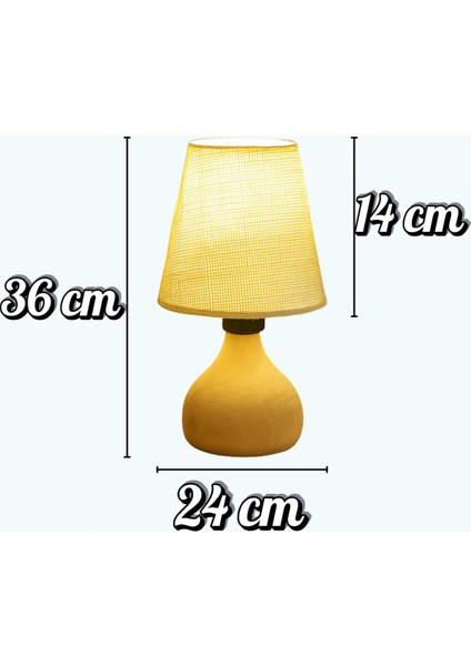 Doğal Ahşap Jüt Başlık Abajur - Ahşap Ayaklı Dekoratif Aydınlatma Lamba I Salon, Oturma, Yatak Odası modelleri