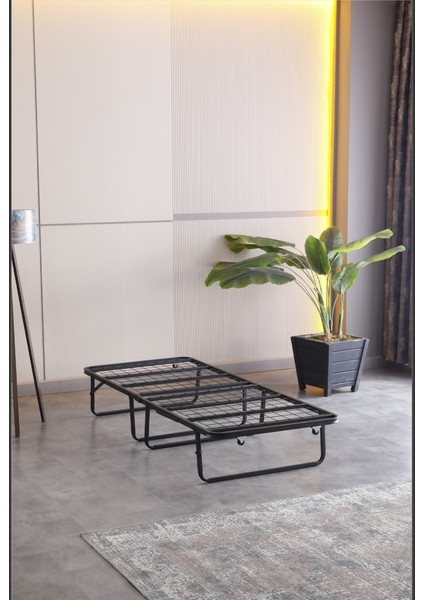 Limnihome Devon Metal Katlanır Karyola + Yatak (Beyaz)