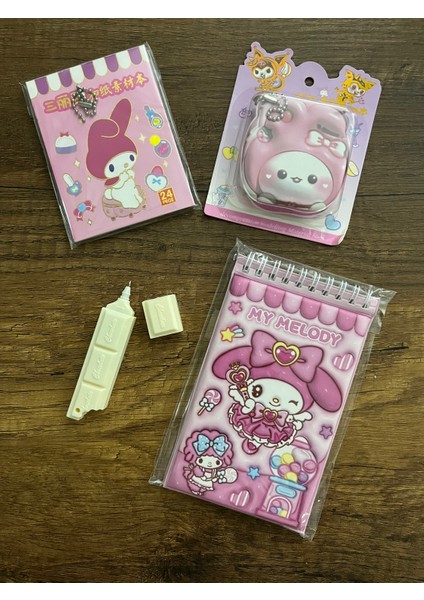 My Melody Kuromi Kırtasiye Seti 3 Adet Sticker Not Defteri 1 Adet Kalem Okul Set Defter fiyatları