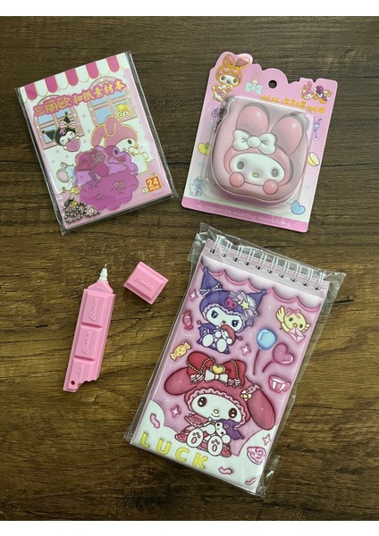 My Melody Kuromi Kırtasiye Seti 3 Adet Sticker Not Defteri 1 Adet Kalem Okul Set Defter fırsatları
