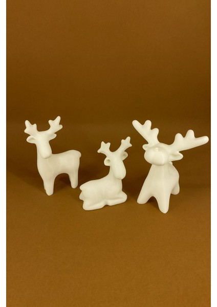 Geyik Figürleri Minimalist Dekoratif 3'lü Set Yılbaşı Süsü Masaüstü Dekoru fırsatları