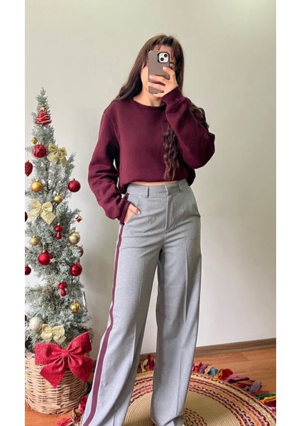 Bordo Şerit Pantolon