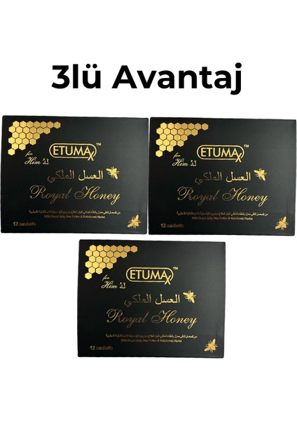 3 Kutu Etumax Erkeklere Özel Royal Özel Bal Avantaj Paket 36 Adet