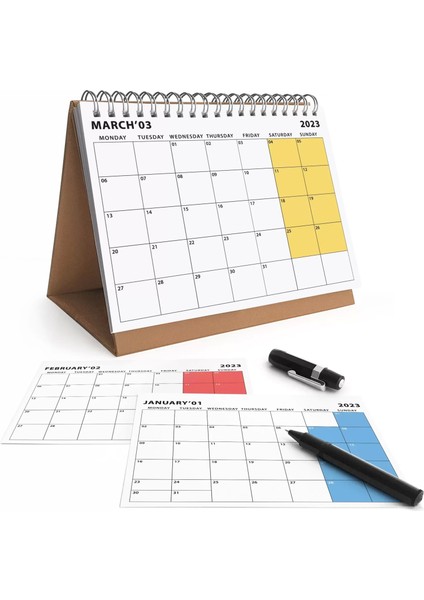 Aylık Planlamalı 2026 Masa Takvimi, 2026 Takvim, Kraft Üçgen Takvim