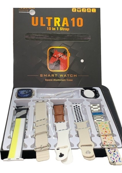 Smart W4TCH Ultra 10 49 mm 10IN1 Akıllı Saat 10 Kordonlu Takvim Spor Whatspp Menülü Koruma Kılıflı fiyatları