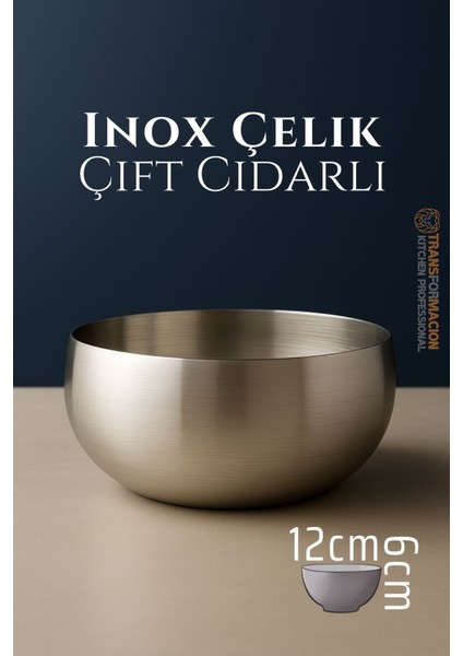 Çift Cidarlı Kase - Inox Çelik Kase 12 cm 722031