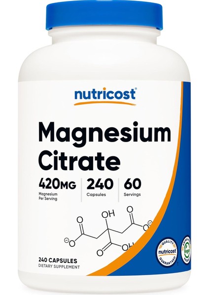 Cost Magnesium Citrate – Yüksek Emilimli ve Vejetaryen Magnezyum Takviyesi (240 Kapsül )