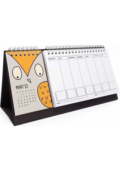 Hayvanlı Takvim Haftalık Planlayıcı 2026 Masa Takvimi Kraft