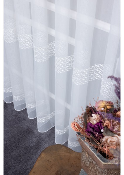 Capella Ekru 1/2.5 Normal Pileli Işlemeli Ütü Istemez Kırışmaz Yeni Sezon Salon Oda Tül Perdesi modelleri