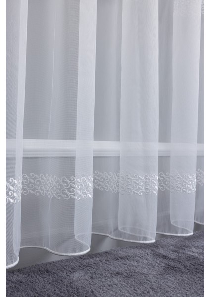 Capella Ekru 1/2.5 Normal Pileli Işlemeli Ütü Istemez Kırışmaz Yeni Sezon Salon Oda Tül Perdesi