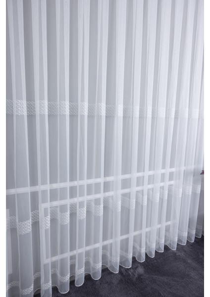 Capella Ekru 1/2.5 Normal Pileli Işlemeli Ütü Istemez Kırışmaz Yeni Sezon Salon Oda Tül Perdesi