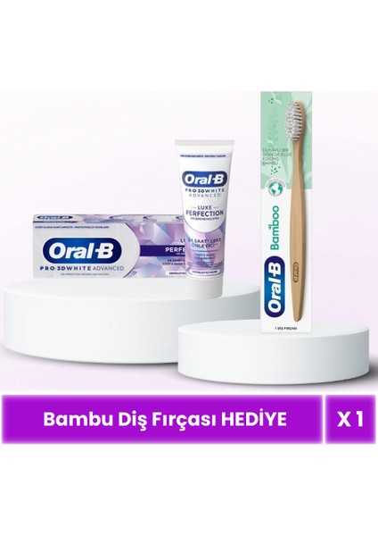 Pro 3D White Advanced Luxe Perfection Diş Macunu 75 ml + Oral-B Bambu Diş Fırçası Hediyeli