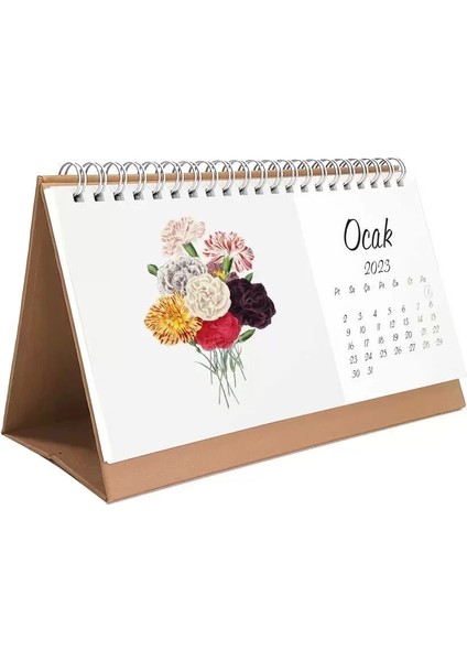 Vintage Çiçekli 2026 Masa Takvimi