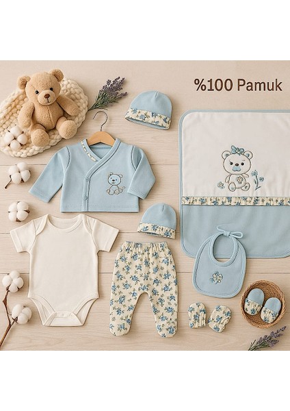 Kız Bebek 0-3 Ay Çiçekli Tavşanlı 10LU Set %100 Organik Pamuk