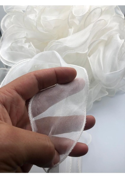 Fırfırlı Tül Organze Kurdele 2 mt (7cm x 2mt), Çiçek Malzemesi, Gelin Buketi, Bohça Misinalı Fırfır modelleri