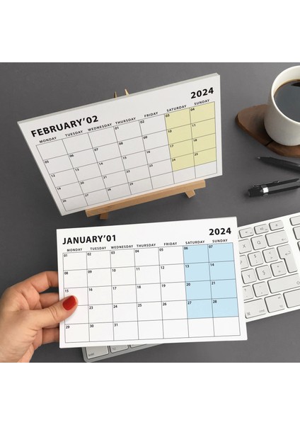 2025 Masa Takvimi, Ahşap Şövale Masa Takvimi, Aylık Planlamalı Takvim, Pastel Renkler 2025 Takvim, Yapılacaklar Listesi(Arka Sayfalar)