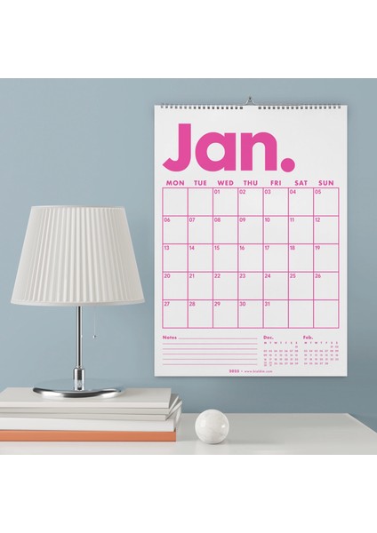 2025 Aylık Planlayıcı Duvar Takvimi, Önceki ve Sonraki Ay Takvim, 33X48 cm & A4 Spiralli Takvim, Canlı Gökkuşağı Renkleri