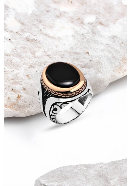 Onix Taşlı Gümüş Erkek Yüzük