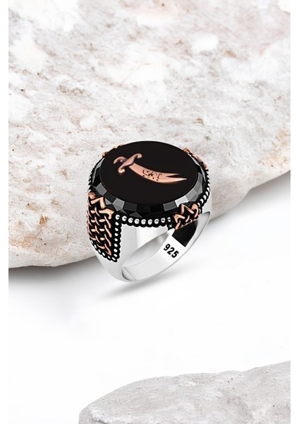Onix Taşlı Zülfikar Gümüş Erkek Yüzük