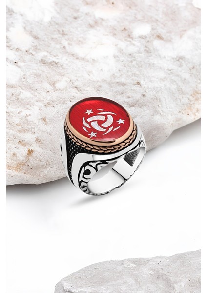 Mineli Teşkilat-I Mahsusa Armalı Gümüş Erkek Yüzük