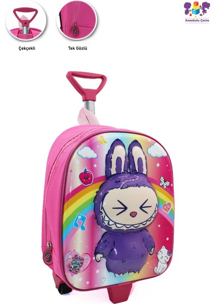 Labubu Çekçekli Anaokulu Çantası - Çocuk Çanta - Kreş Çantası - Labubu Çanta