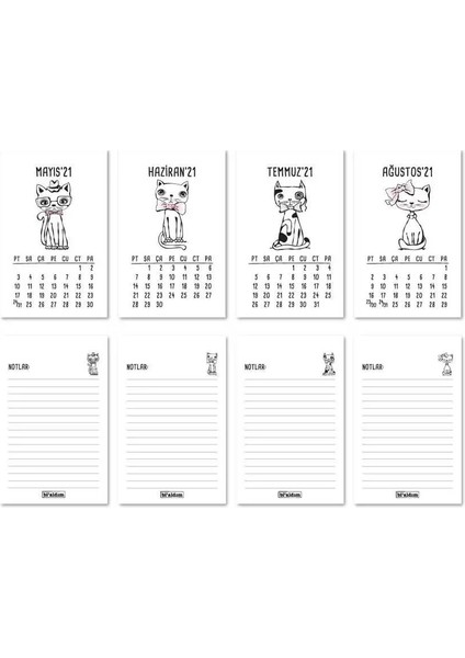 Haftalık Planlayıcı 2026 Masa Takvimi - Kediler modelleri