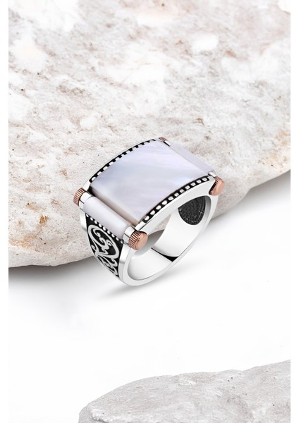 Sedef Taşlı Gümüş Erkek Yüzük