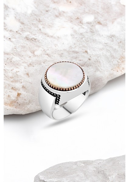 Sedef Taşlı Gümüş Erkek Yüzük