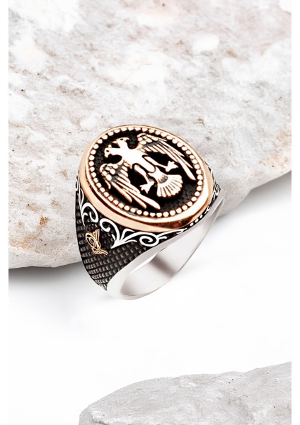 Gümüş Selçuklu Kartalı Temalı Erkek Yüzük