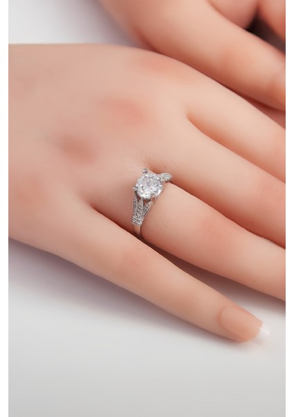 Zirkon Taşlı Rodyumlu 925 Ayar Gümüş Bayan Yüzük fiyatları