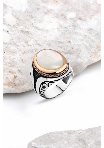Sedef Taşlı Gümüş Erkek Yüzük
