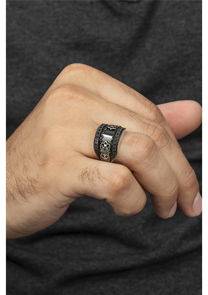 Telkari Desenli Karpuz Kesim Gümüş Erkek Yüzük fiyatları