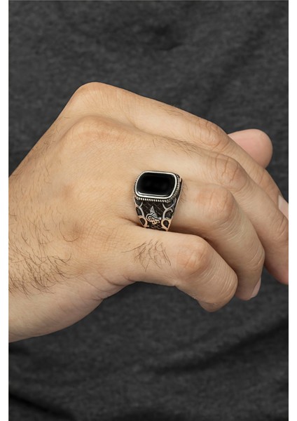 Osmanlı Tuğrası Motifli Gümüş Erkek Yüzük fiyatları