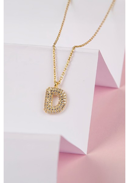 Altın Kaplama 925 Ayar Gümüş Bayan Harfli Kolye