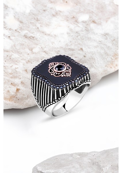 Onix Taşlı Gümüş Erkek Yüzük