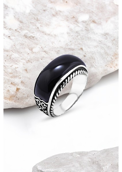 Onix Taşlı Gümüş Erkek Yüzük
