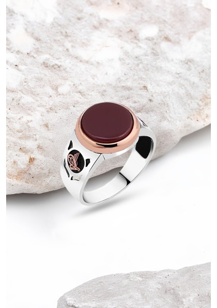 Akik Taşlı Gümüş Erkek Yüzük